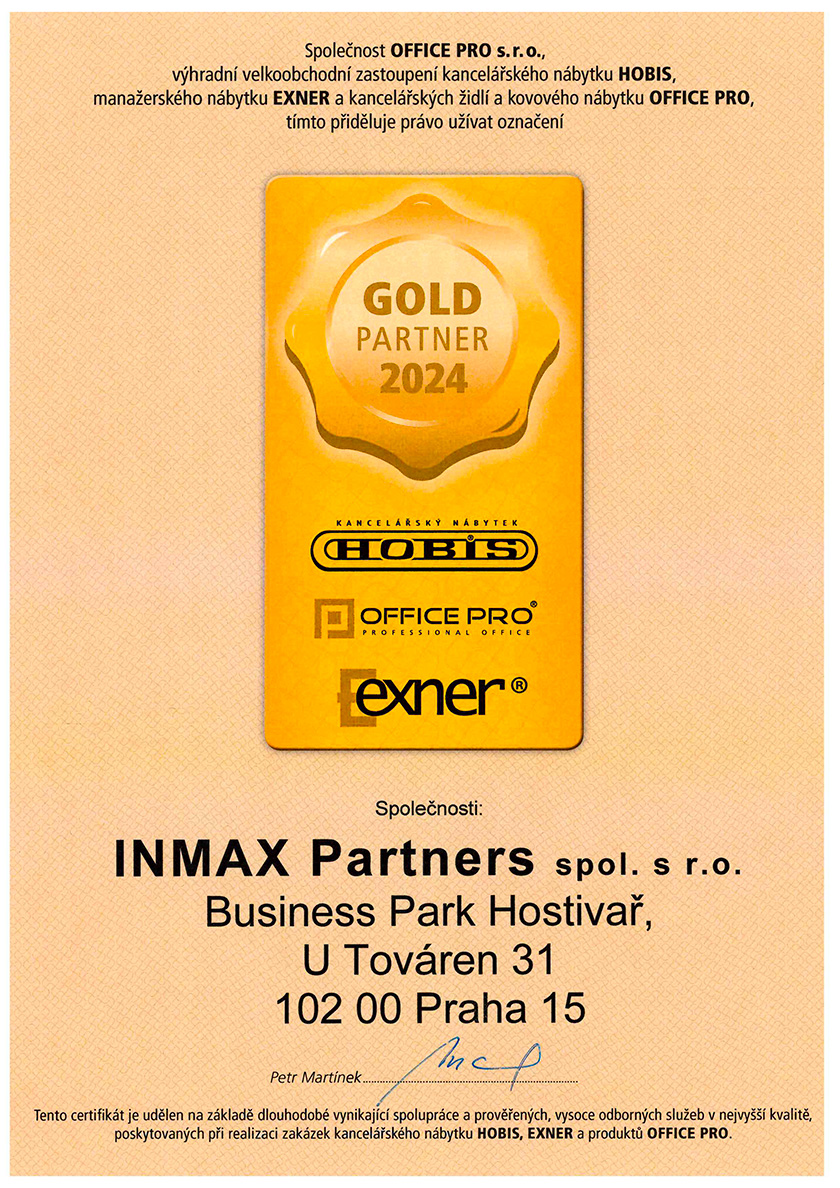 Certifikát Hobis Gold Partner 2024
