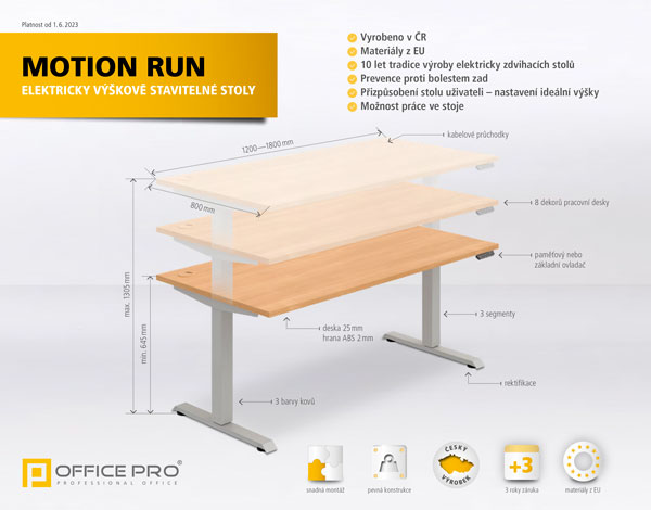 Elektricky výškově stavitelné stoly Hobis Motion Run - Katalog