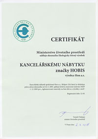 Certifikát ekologicky šetrný výrobek