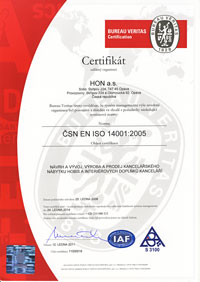 Cetrifikát ISO 14001